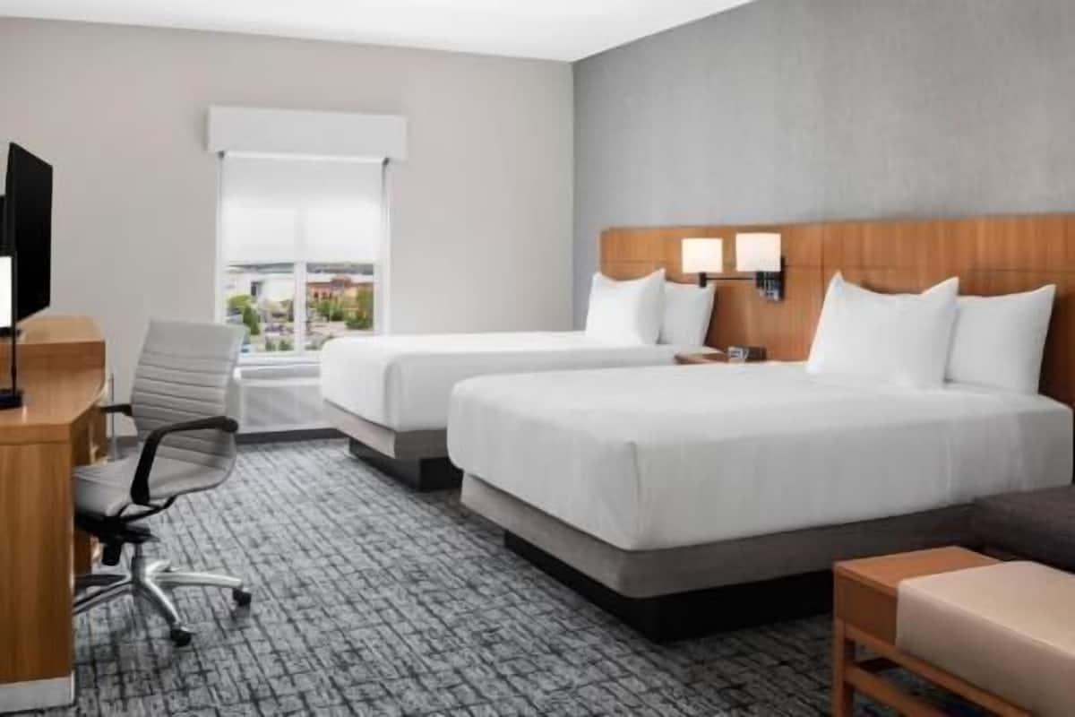 Pillow-top beds, desk, laptop workspace, iron/ironing board