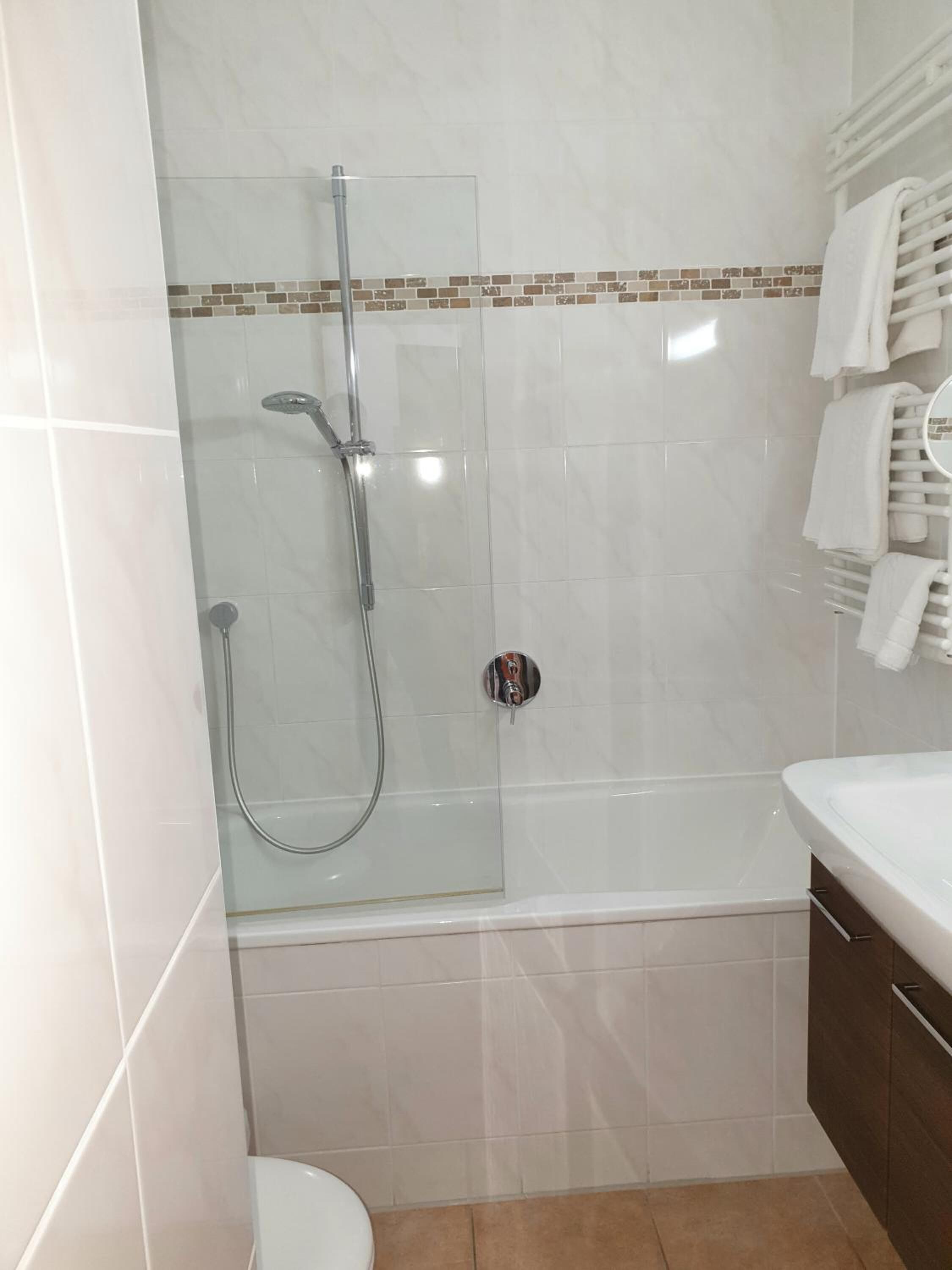 free toiletries, hair dryer, towels