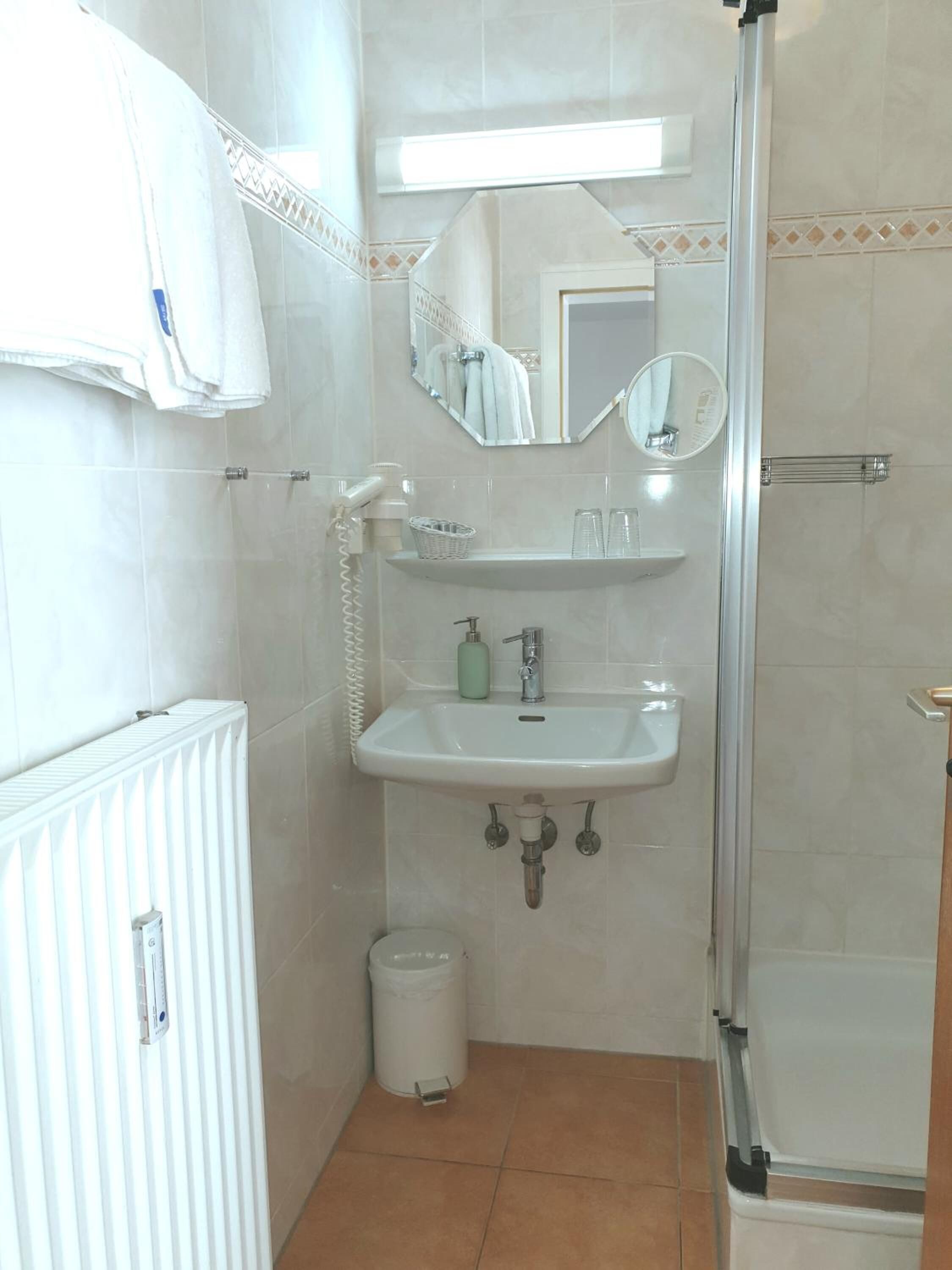 free toiletries, hair dryer, towels