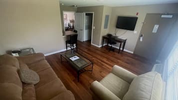 Premium bedding, Tempur-Pedic beds, desk, laptop workspace