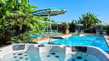 Outdoor pool, pool loungers