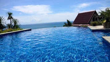 Outdoor pool, sun loungers