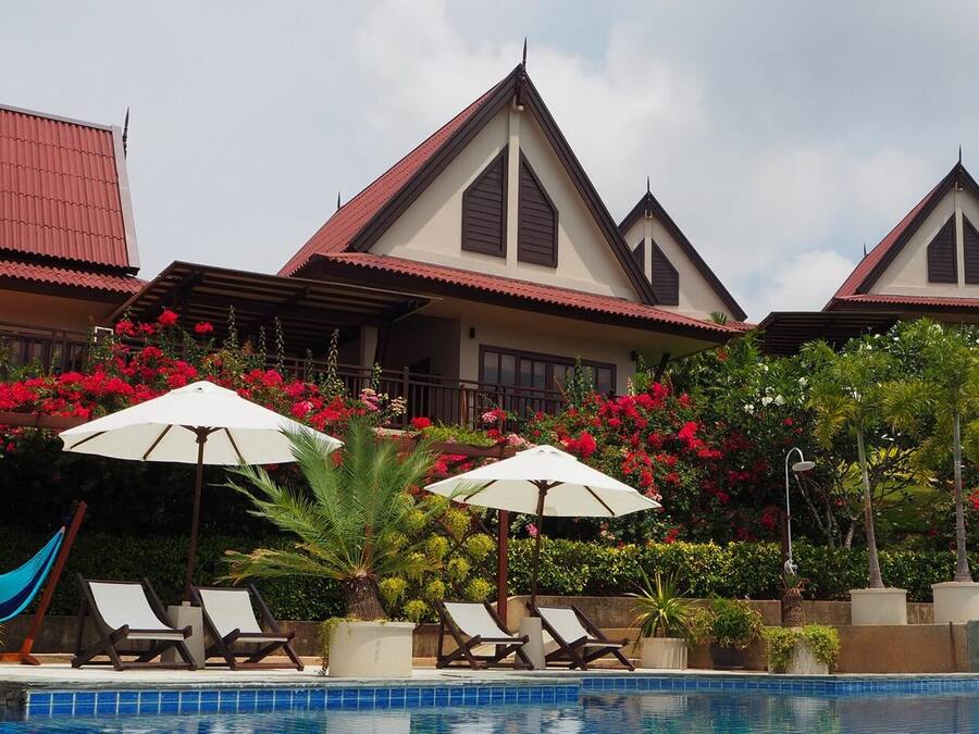 Outdoor pool, sun loungers