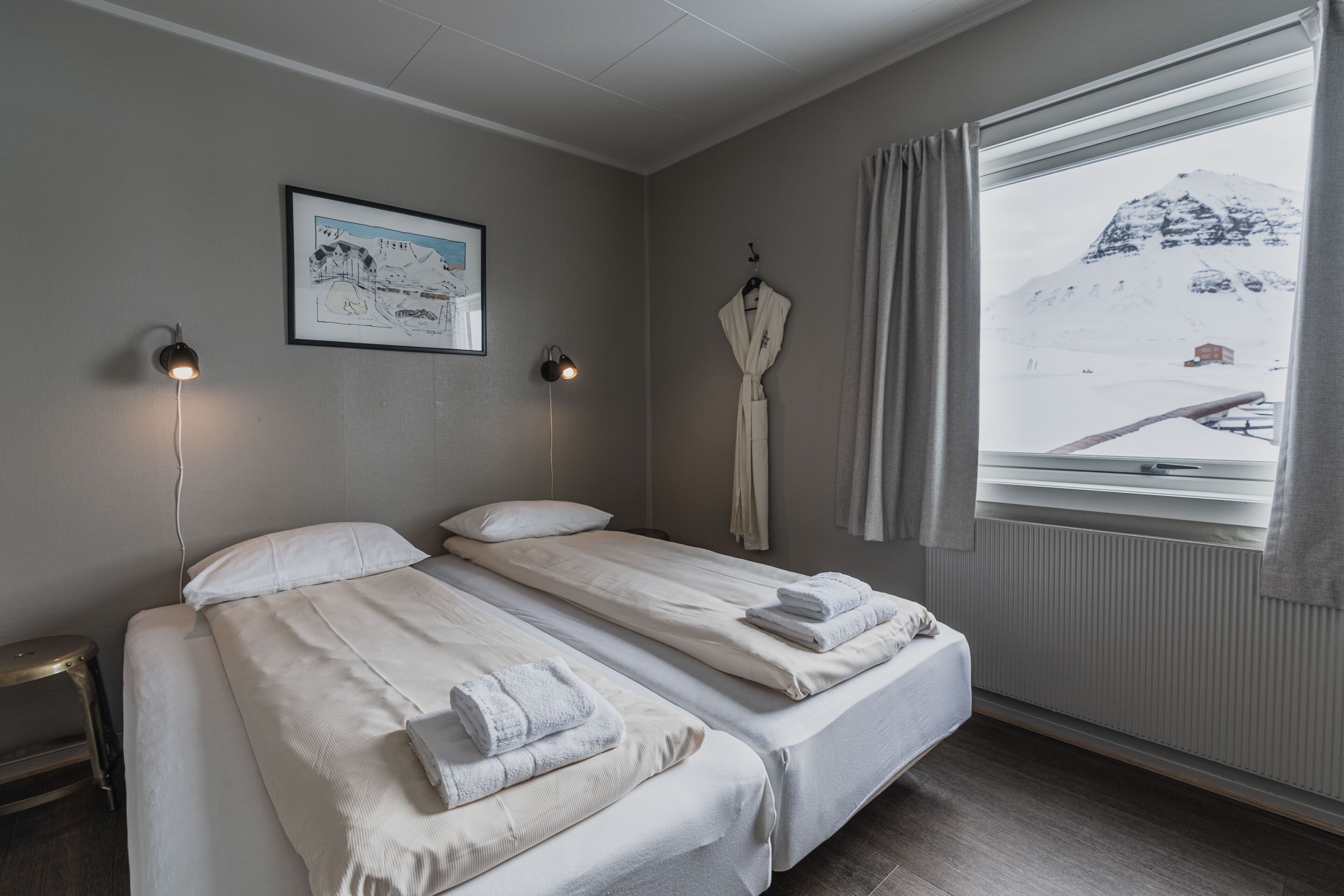 Blackout curtains, free WiFi, bed sheets