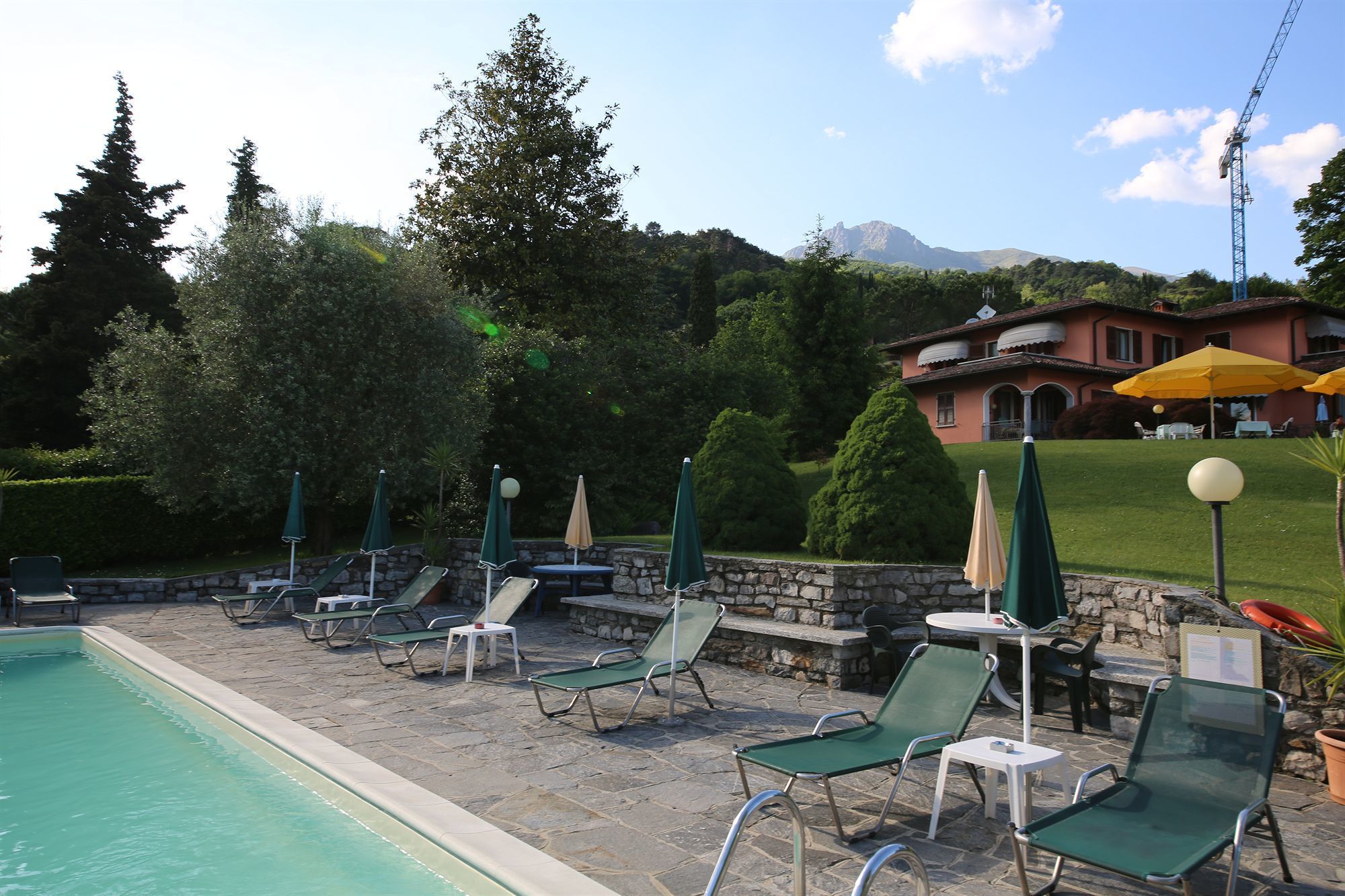 outdoor pool, pool loungers