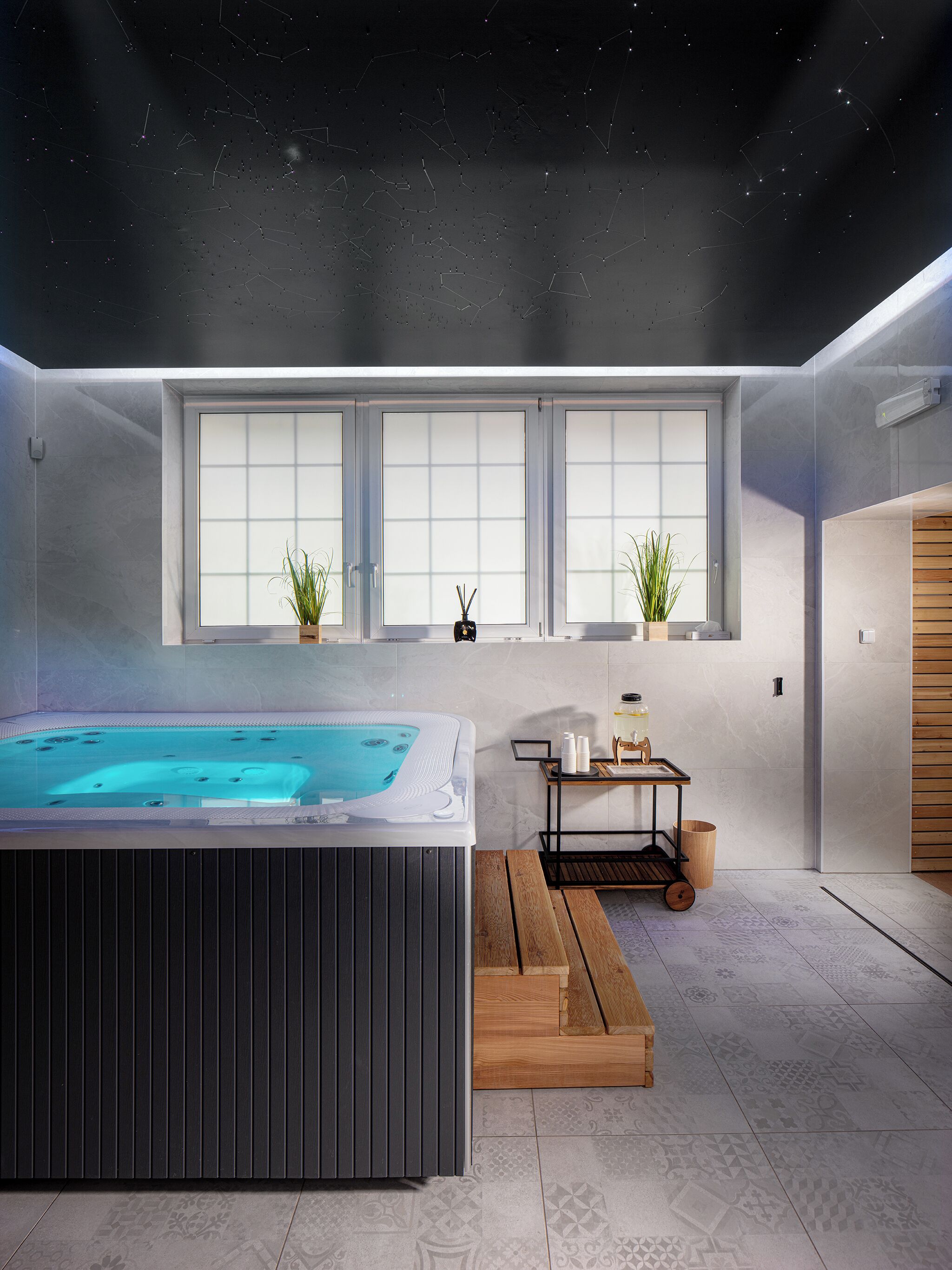 Sauna, tina de hidromasaje, aguas termales y tratamientos corporales 