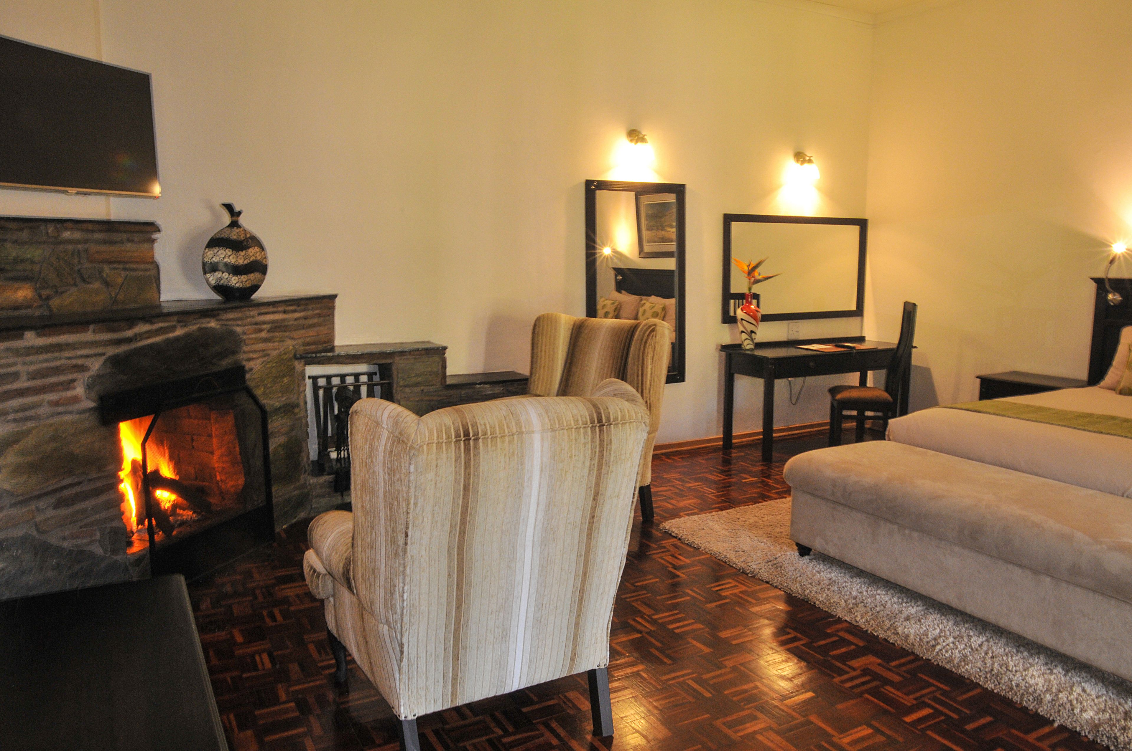 deluxe double room | living area | 40-inch flat-screen tv with satellite channels, tv