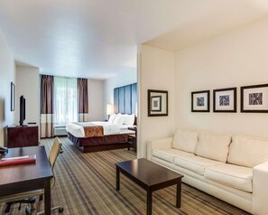 Premium bedding, down comforters, desk, laptop workspace