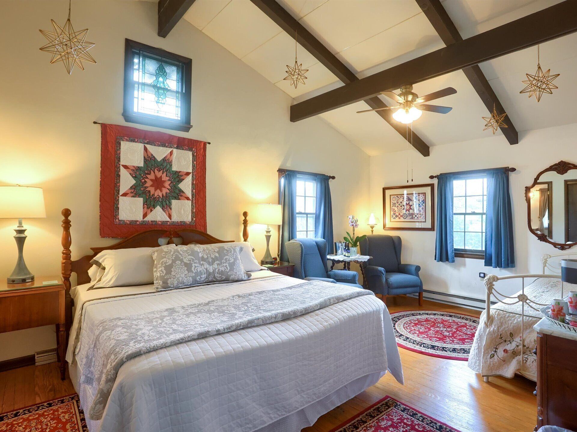 Beneath The Falling Stars Room | Premium bedding, pillowtop beds, iron/ironing board, free WiFi