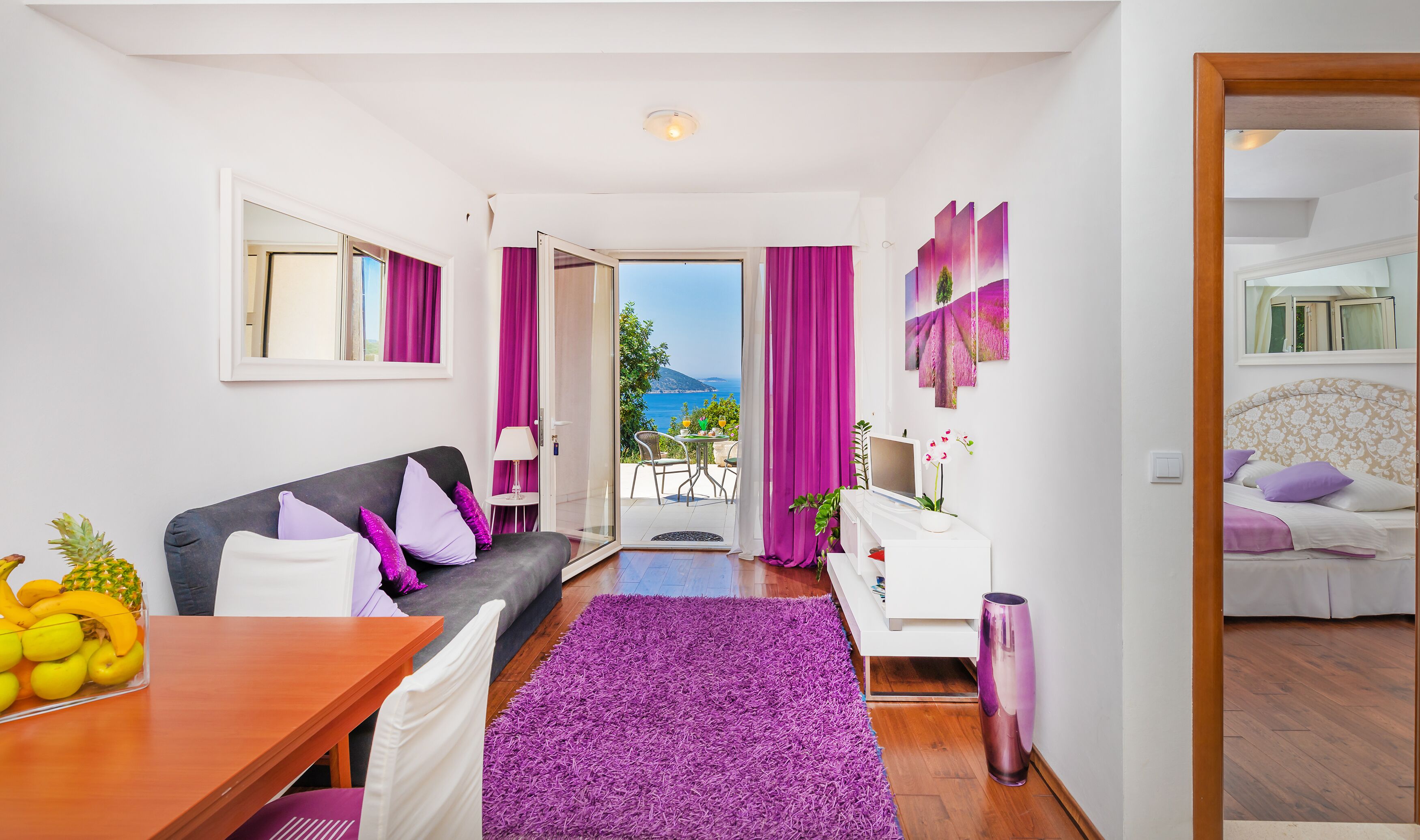 Superior Suite for 2+1, Sea View with terrace | Living area | TV, DVD player