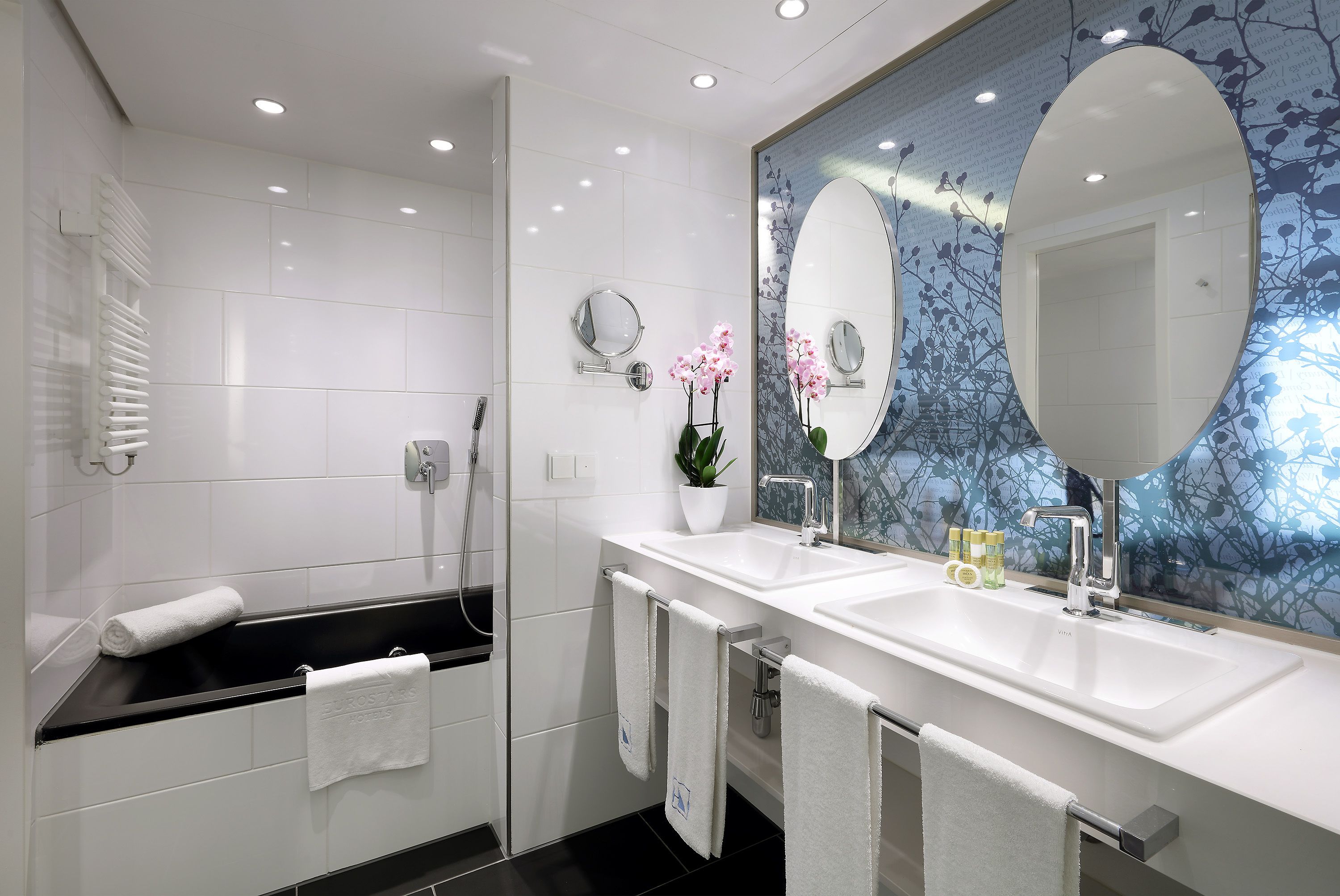 shower, eco-friendly toiletries, hair dryer, towels