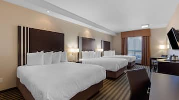 Family Suite , 3 Queen Beds, Non Smoking | Desk, laptop workspace, iron/ironing board, free WiFi