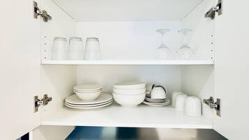 Fridge, microwave, coffee/tea maker, electric kettle