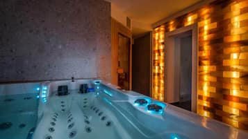 Sauna, hot tub, hydrotherapy, hot stone massages, deep-tissue massages