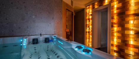 Sauna, hot tub, hydrotherapy, hot stone massages, deep-tissue massages