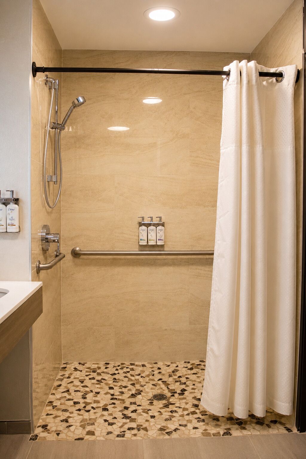 Standard Room, 1 King Bed, Accessible (Mobility, Roll-In Shower) | Bathroom shower