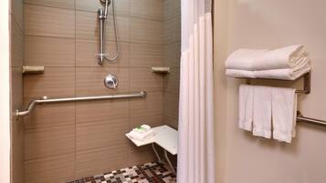 Standard Room, 1 King Bed (Roll-In Shower) | Bathroom