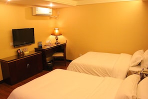 Select Comfort beds, desk, blackout curtains, soundproofing