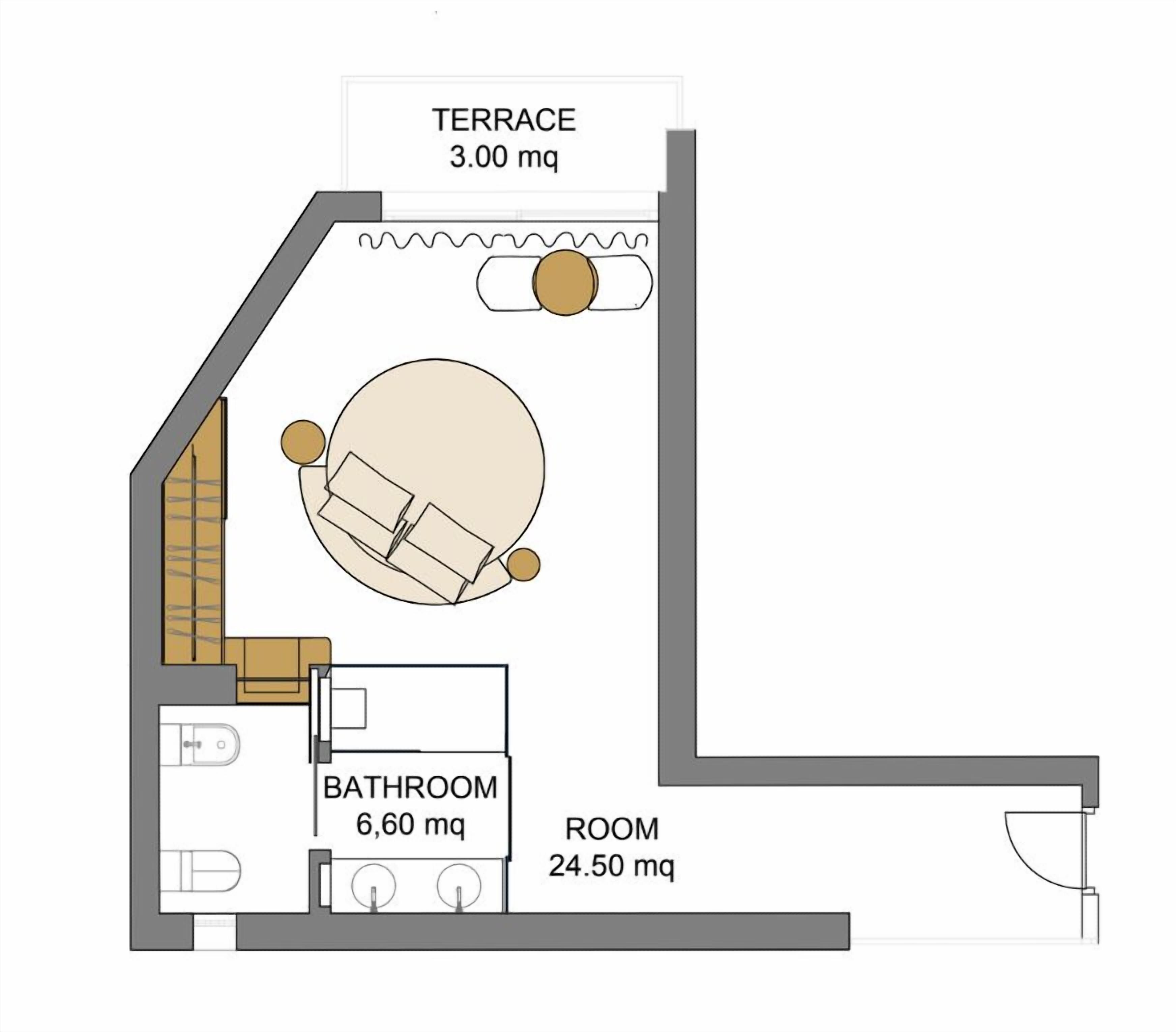 junior studio suite, sea view (occidente) | floor plan