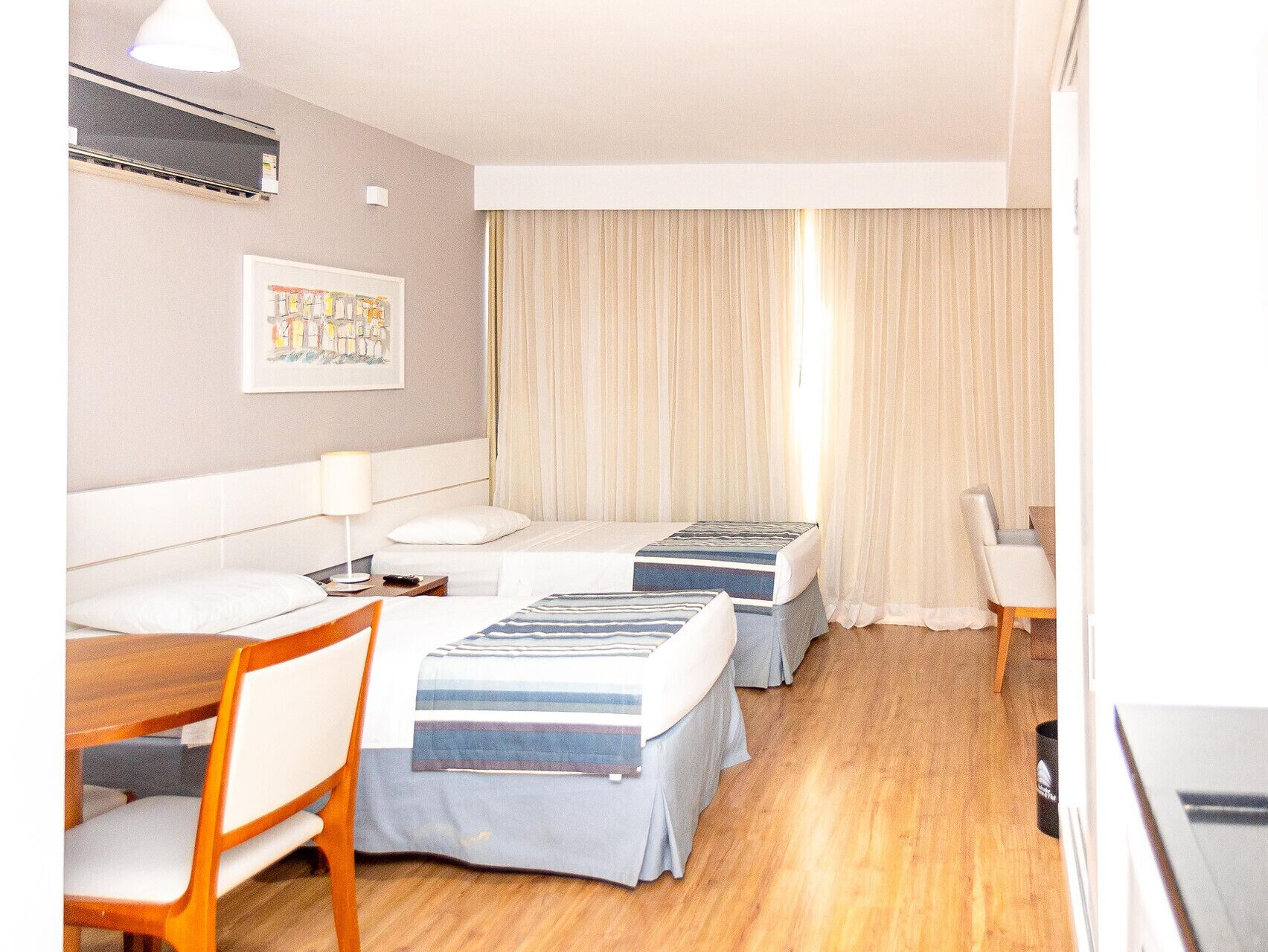 Desk, blackout curtains, soundproofing, free WiFi