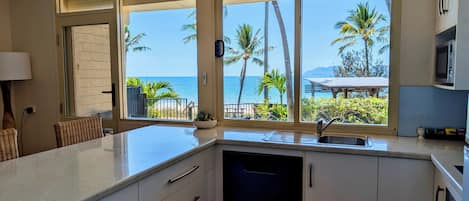 Pet Friendly - Two Bedroom Beachfront Apartment with Yard | Living area