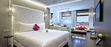 Ropa de cama de alta calidad, camas con pillow-top y minibar