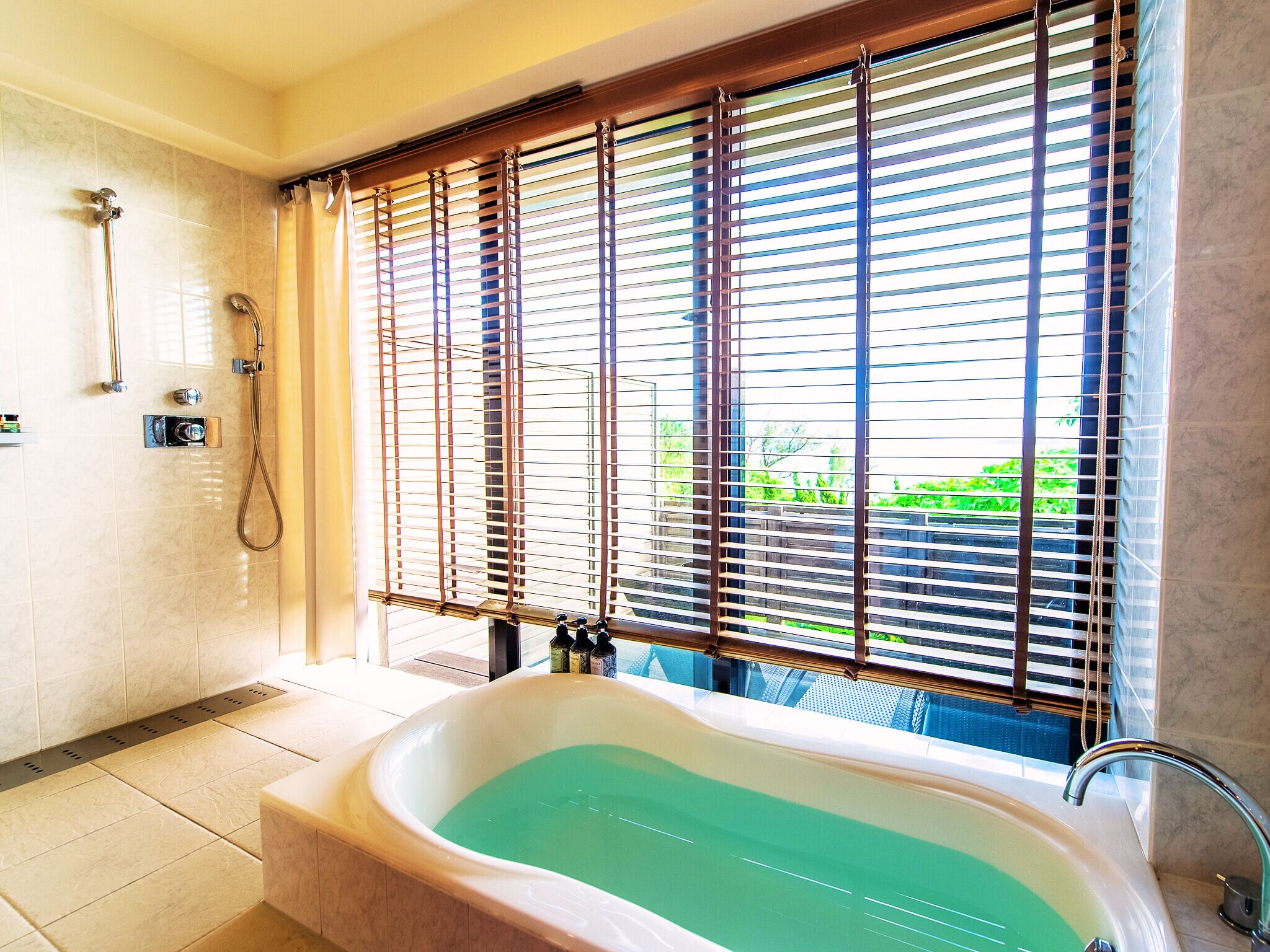 ocean executive villa, sea side, 3 double beds, with private terrace, non smoking | bathroom | separate bathtub and shower, jetted bath, free toiletries, hair dryer