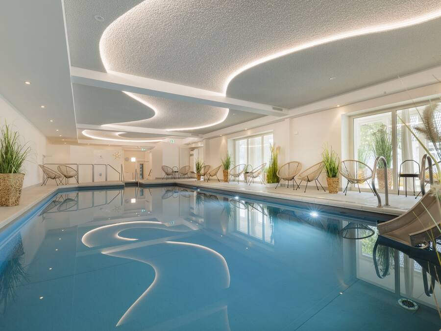 Indoor pool, open 6:00 AM to 9:00 PM, sun loungers