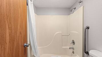 Combined shower/bathtub, jetted bath, rainfall showerhead