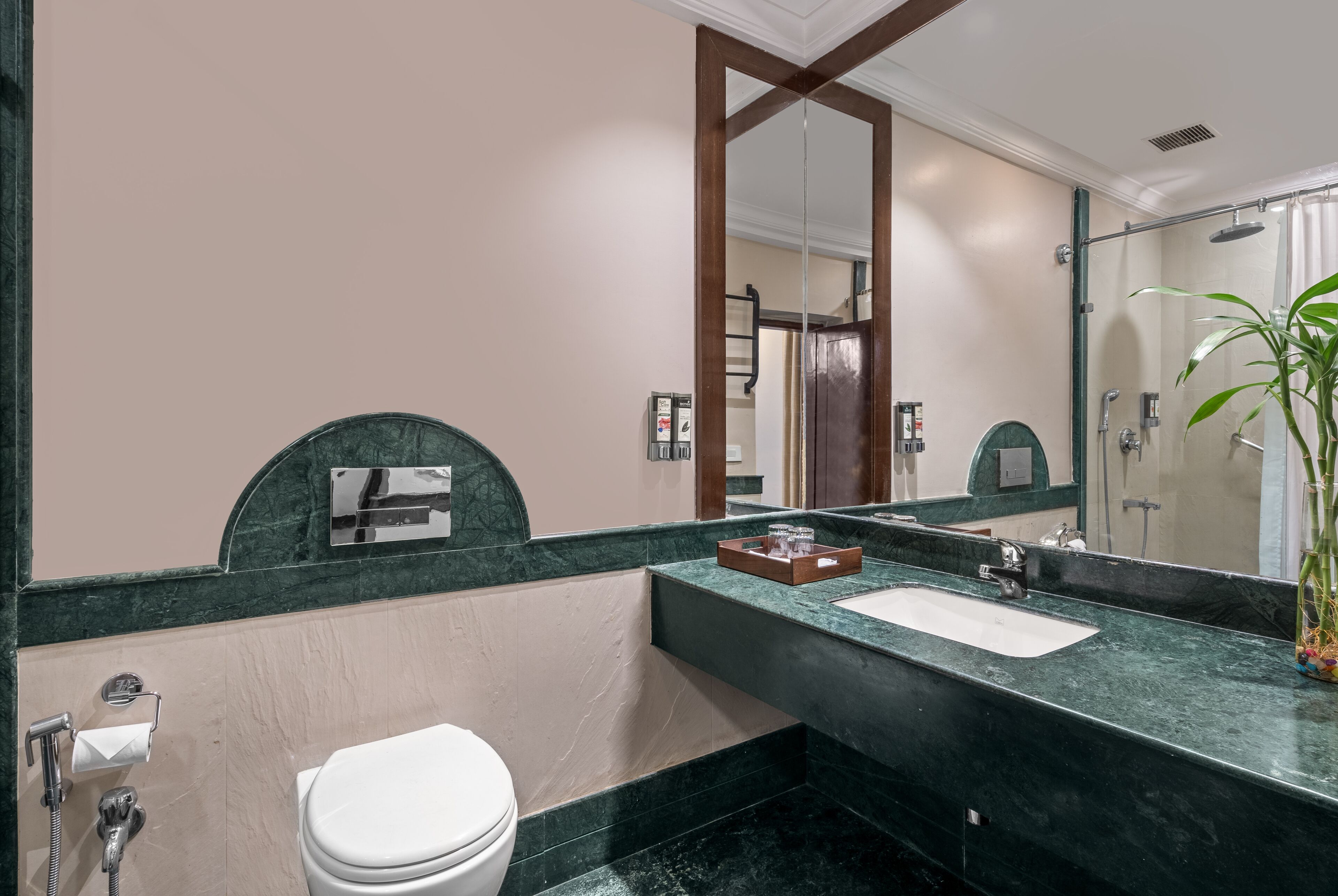 ganga view suites | bathroom | shower, free toiletries, hair dryer, towels
