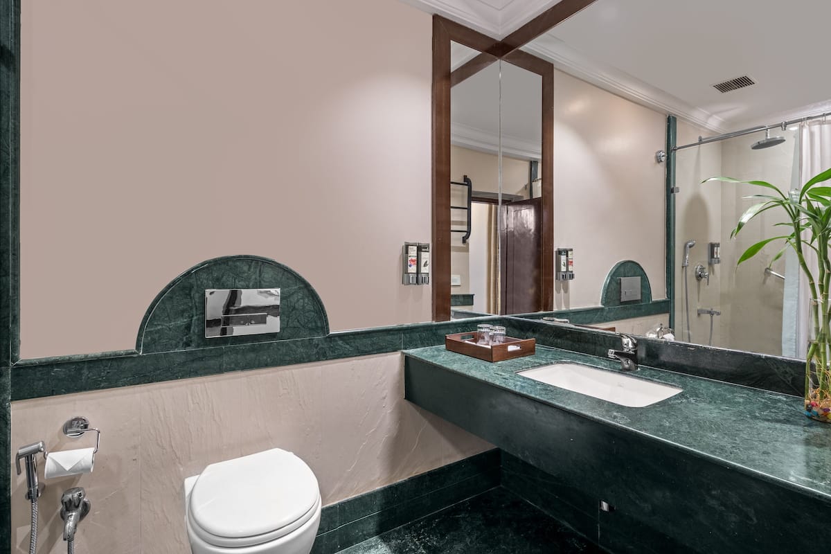 ganga view suites | bathroom | shower, free toiletries, hair dryer, towels