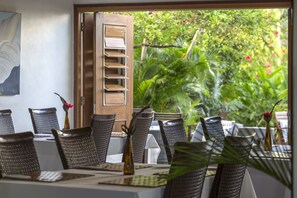 Breakfast served, local and international cuisine, al fresco dining