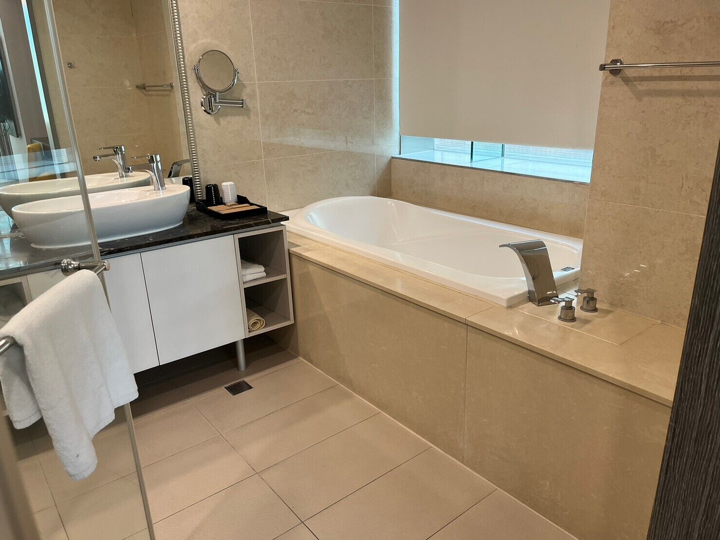 deluxe double room | bathroom | separate bathtub and shower, deep-soaking bathtub, hair dryer, slippers