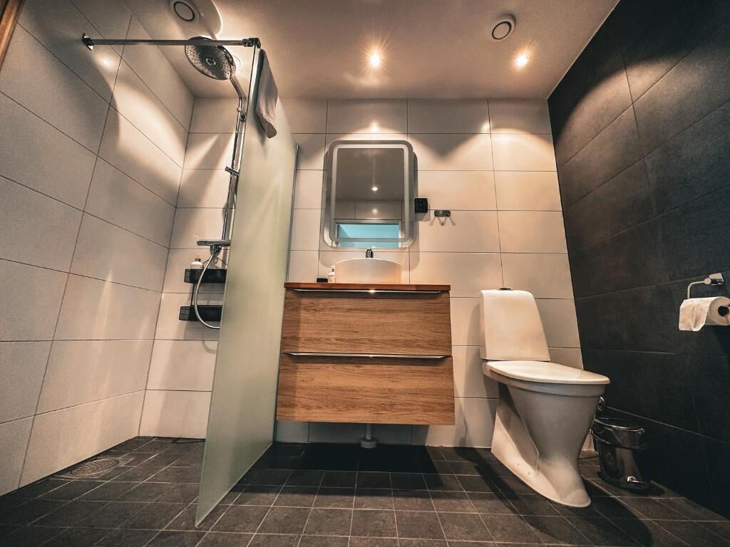 shower, bathrobes, towels