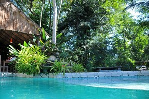 Outdoor pool, sun loungers