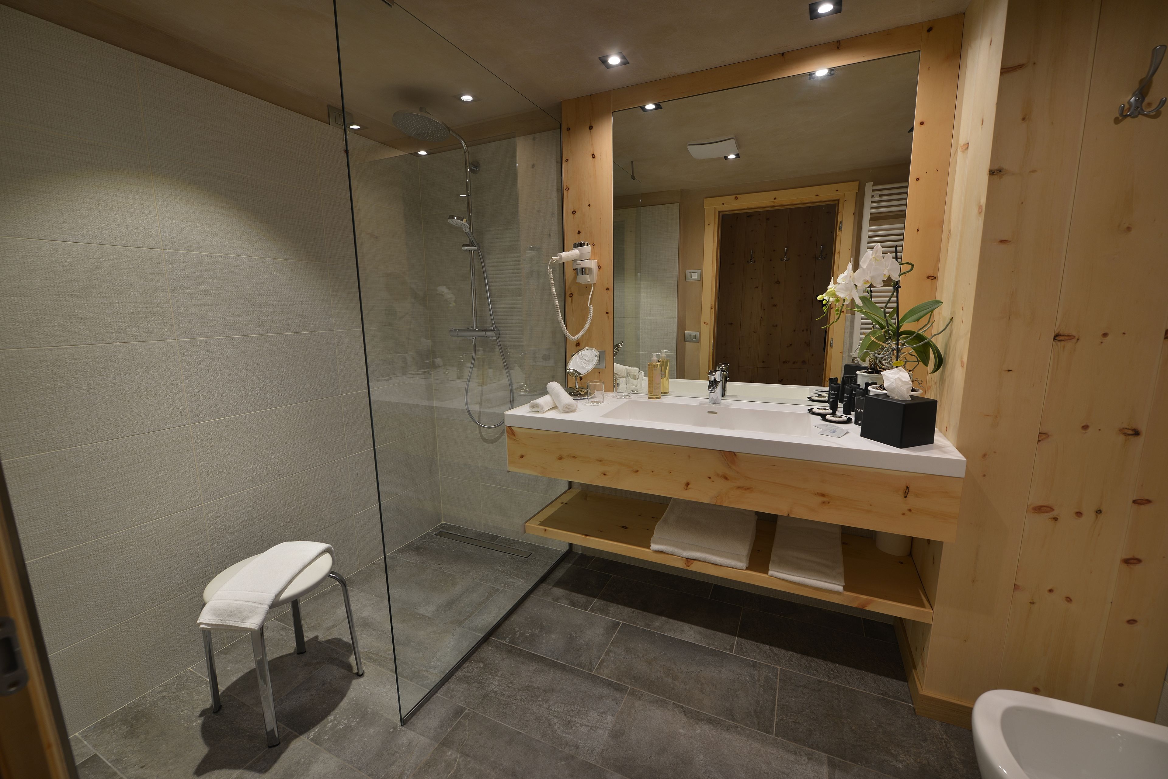 shower, free toiletries, hair dryer, bathrobes