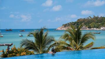 Outdoor pool, pool umbrellas