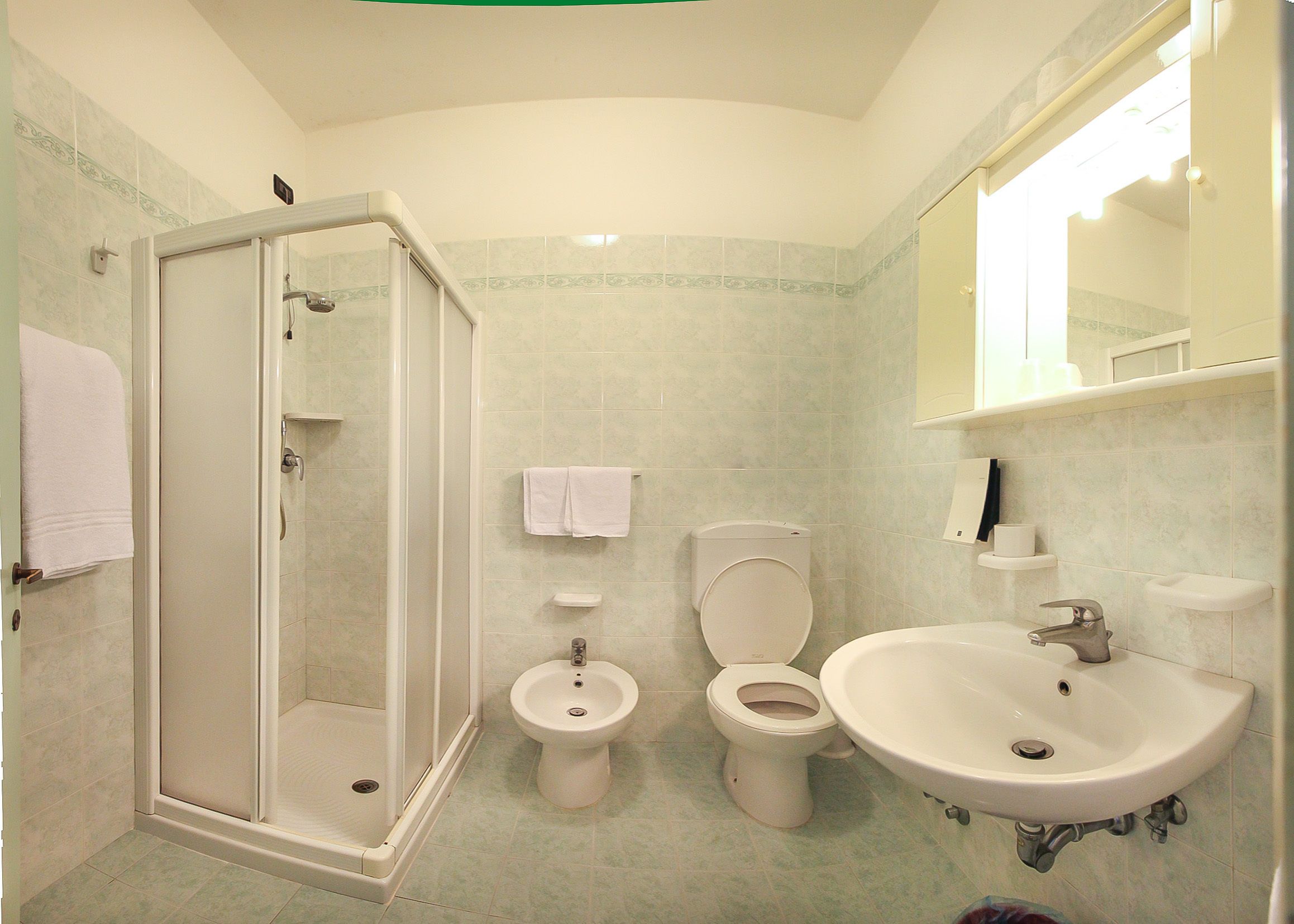 shower, free toiletries, hair dryer, bidet