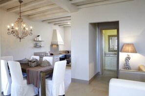 Villa de lujo, 3 habitaciones, vista al mar | Cocina privada | Refrigerador con congelador, horno, parrilla de estufa y lavavajillas 