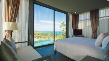 Ocean View Pool Villa | Premium bedding, down duvets, Select Comfort beds, minibar