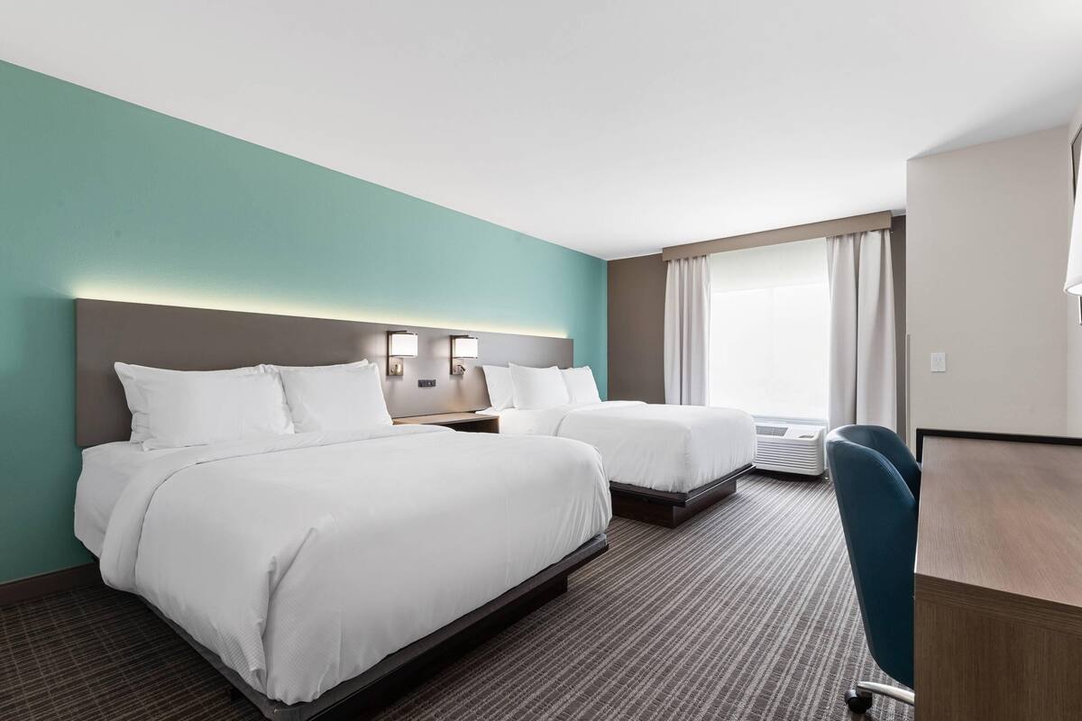 Room, 2 Queen Beds, Accessible, Non Smoking | Premium bedding, in-room safe, desk, laptop workspace