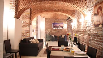 Duplex Bedroom Apartment for 5 People | Living area | 21-inch LCD TV with satellite channels, TV