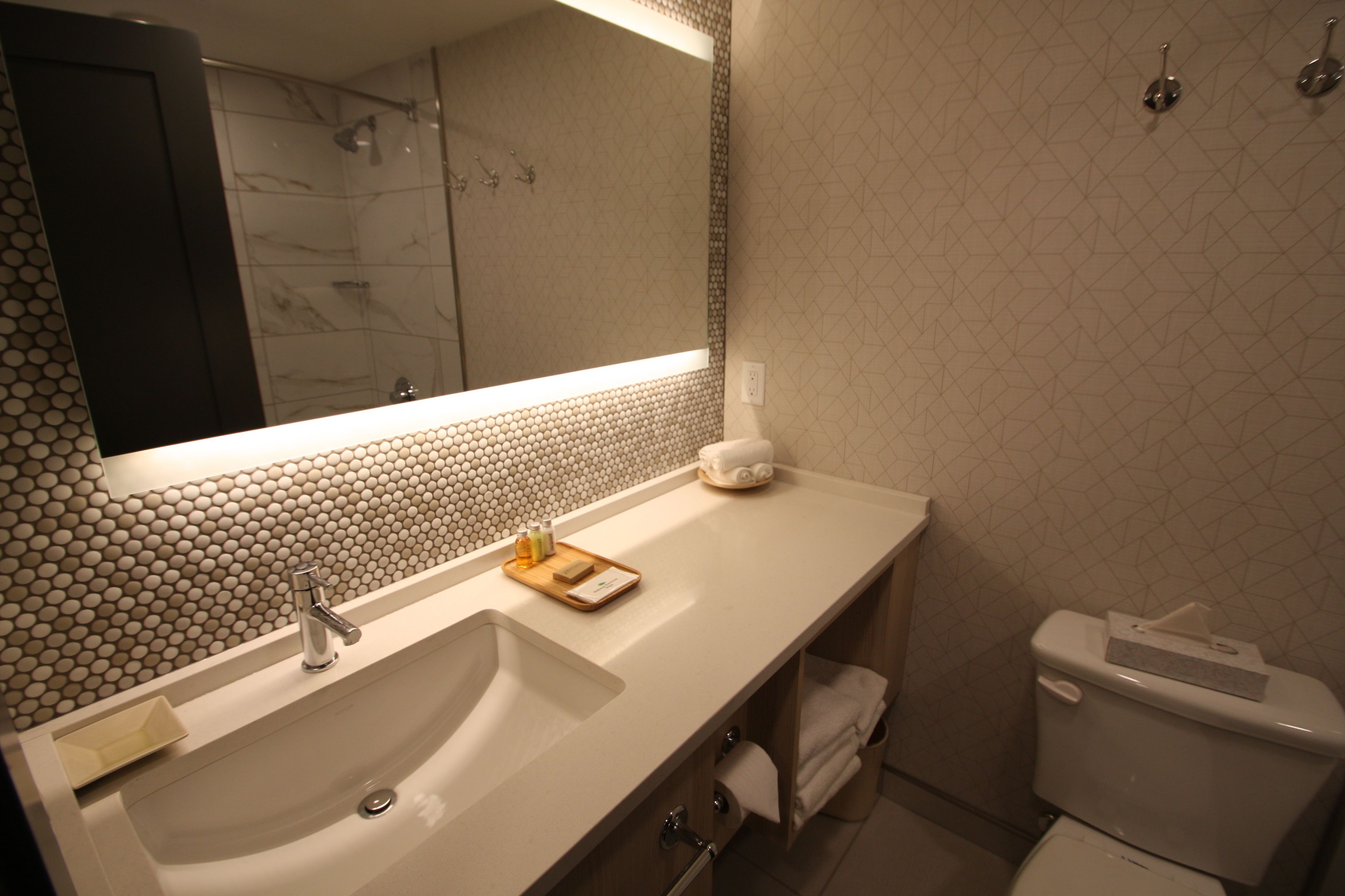 free toiletries, hair dryer, towels