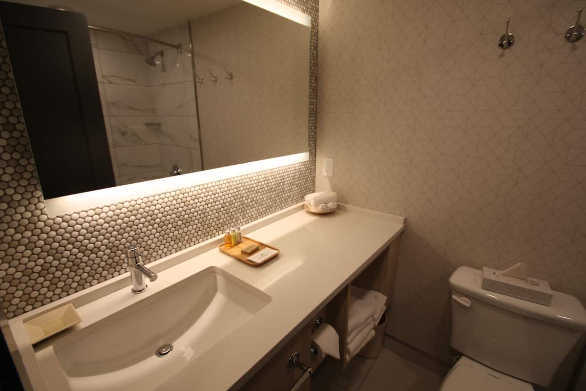 free toiletries, hair dryer, towels