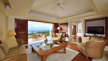 42-inch TV with satellite channels, DVD player