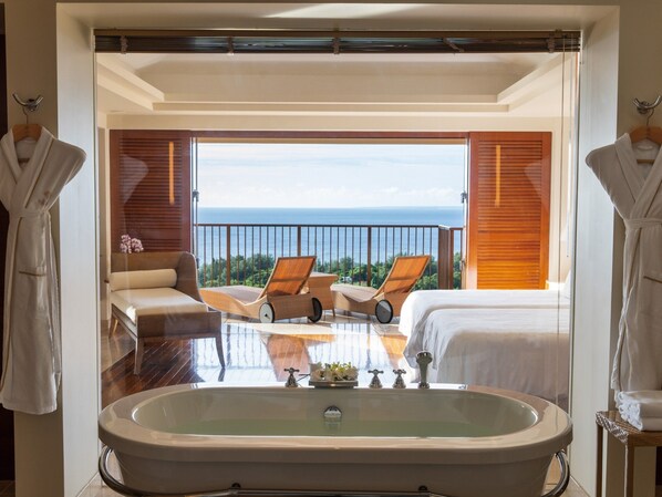 Penthouse Suite, with Club Service, Non Smoking -Adult only 13 or over | Bathroom | Combined shower/tub, rainfall showerhead, free toiletries, hair dryer - The Atta Terrace Club Towers (Onna)