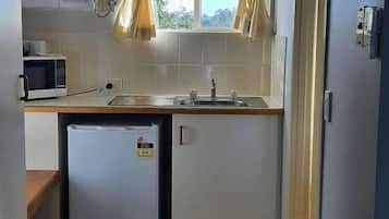 Fridge, microwave, coffee/tea maker, electric kettle