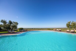 Outdoor pool, sun loungers
