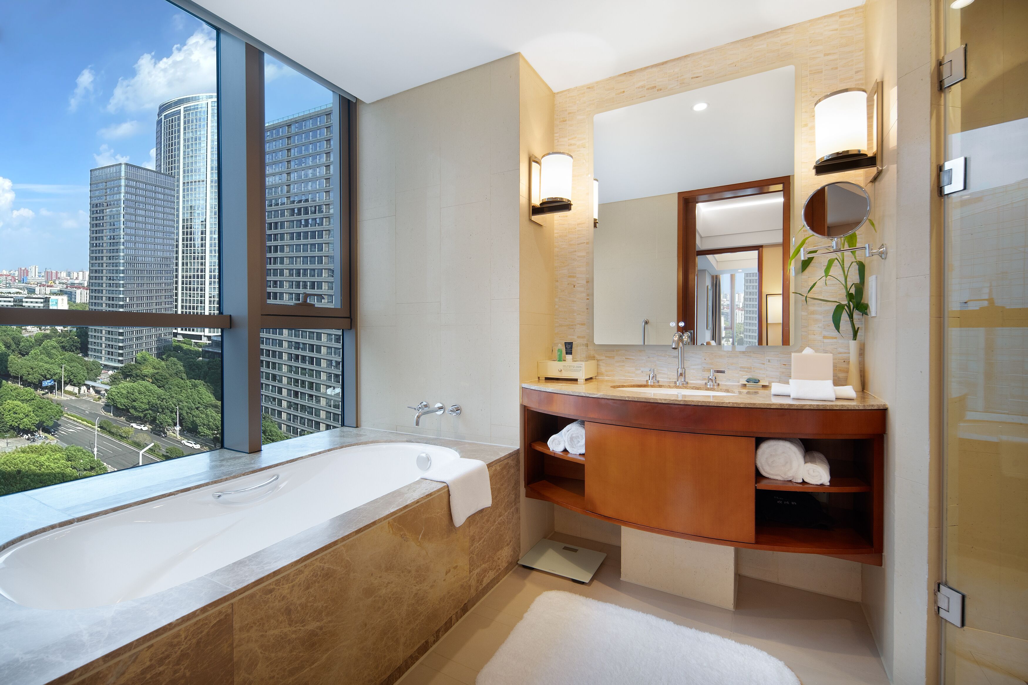 suite, 1 bedroom | bathroom | separate bathtub and shower, jetted bath, rainfall showerhead