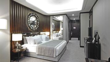 Pillow-top beds, minibar, in-room safe, desk